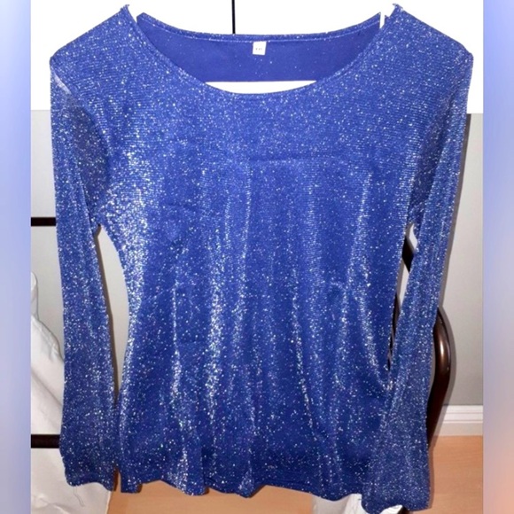 Women's Shiny Gold and Silver Blouse - Picture 2 of 3